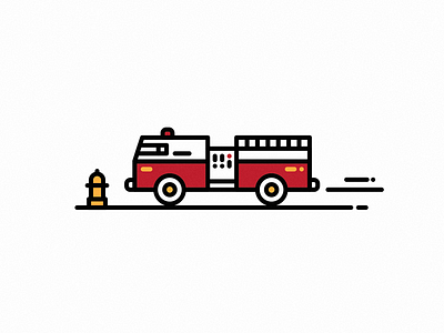 Get out tha way firetruck geometric icon shapes thick lines vector