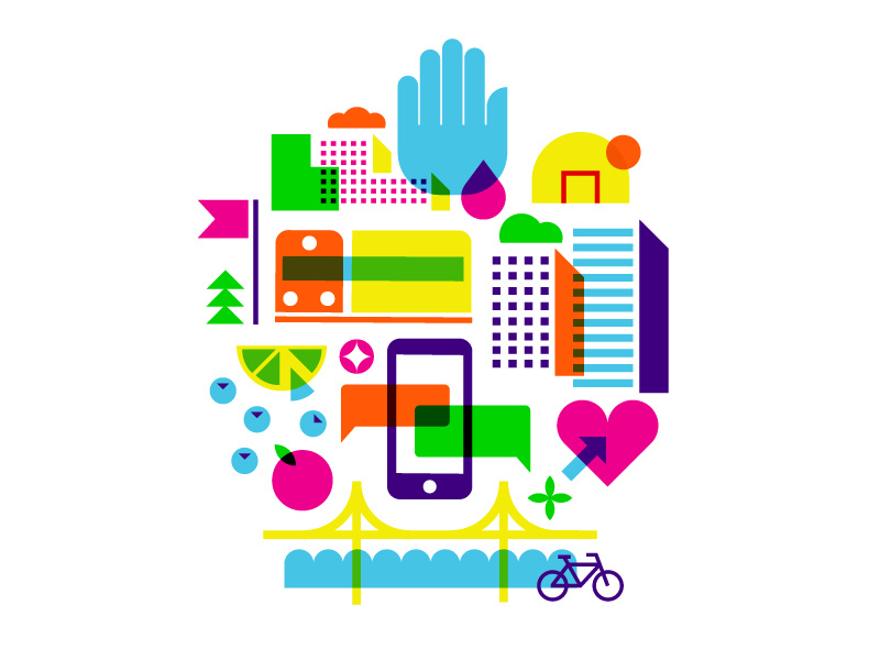 City decisions health nyc new york buildings city color shapes illustrations icons
