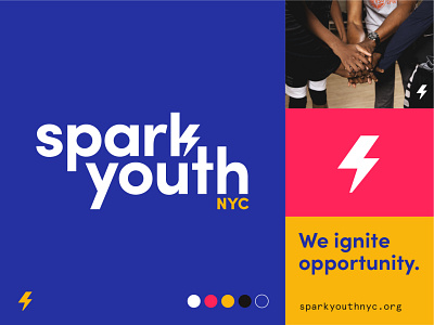 SparkYouth bolt brand identity branding lightning logo logotype nonprofit nyc spark