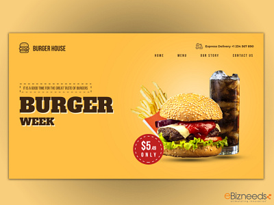 Burger Delivery Website landing Page Design - eBizneeds delivery website design food landing page food website template landing page design landing page idea