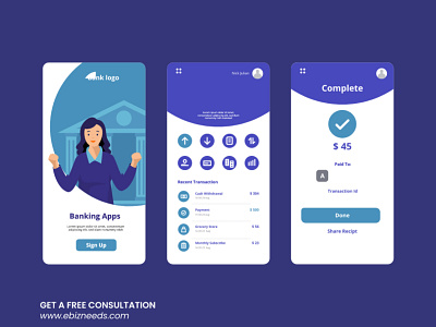 Online Banking App UI/UX Design - eBizneeds android app design android app development app designer app designers app designers australia app developer app developers design illustration logo