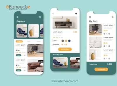 Furniture Ecommerce App UI/UX Design - eBizneeds android app design android app development app designer app designers app designers australia app developer app developers design illustration