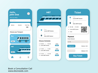 Online Ticket App UI/UX Design - eBizneeds