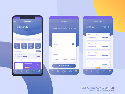 Online Ticket Booking App UI/UX Design - eBizneeds android app design android app development app designer app designers app designers australia app developer app developers design illustration