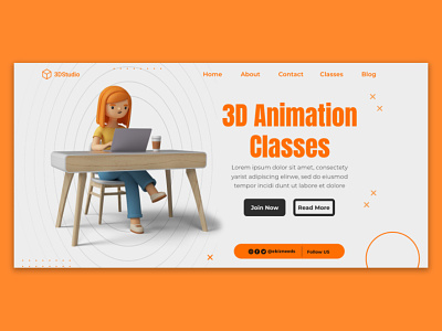 Landing Page Design of 3D Animation Studio - eBizneeds 3d animation website 3d elements with landing page graphic design landing page landing page design website design