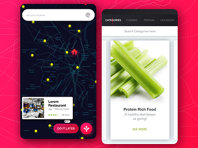 Foodie - A concept app design for the foodies app design detail food foodie landing page location map navigation restaurant user experience user interface