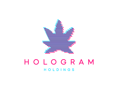 HOLOGRAM Holdings black cannabis cbd design glitch hash hologram industry leaf logo logotype minimal pot sign thc weed white