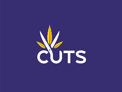 CUTS black cannabis cbd cuts design leaf logo logotype minimal scissors sign thc white