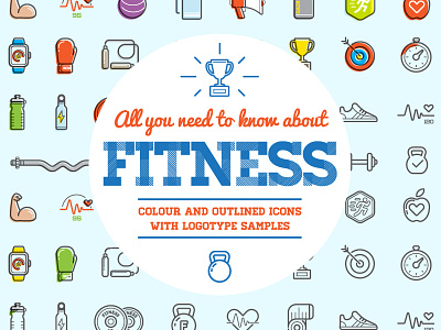 Set of Fitness or Gym Icons for Creative Market