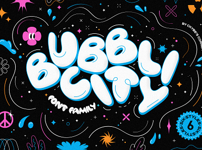 Bubblicity - Bubble Font Family art bubble bubble font ckybe font font family fun graffiti graphic design kids logo nyc peace poster school soap type typographics urban y2k