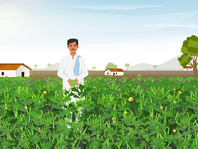 Indian Farmer animation design flat illustration illustrator minimal vector