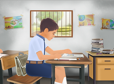 Indian - School Student animation design flat illustration illustrator vector