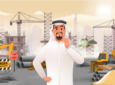 Dubai Construction Site animation design flat illustration illustrator minimal vector