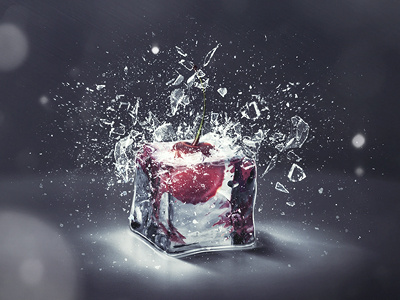 cherry VS ice design icon illustration photoshop wallpaper