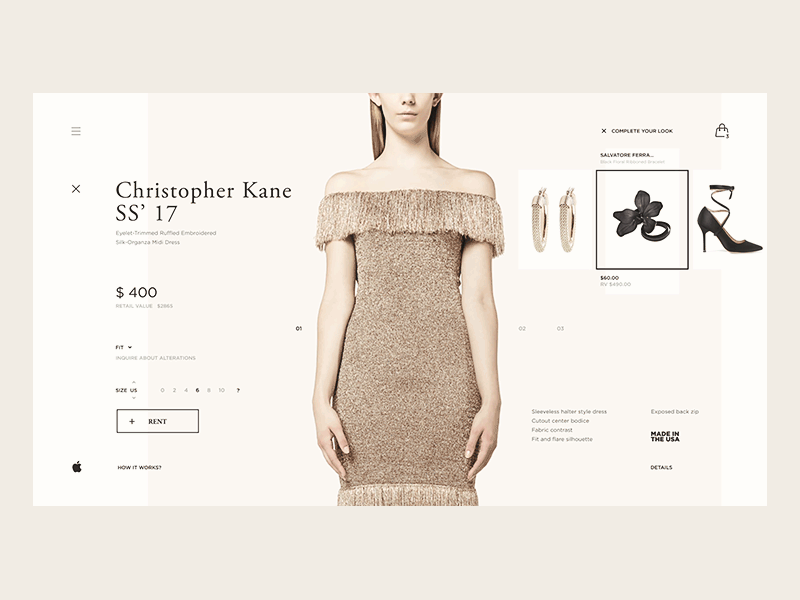 Fashion for Rent ecommerce fashion gif interface pastel rent scroll shop store ui ux web