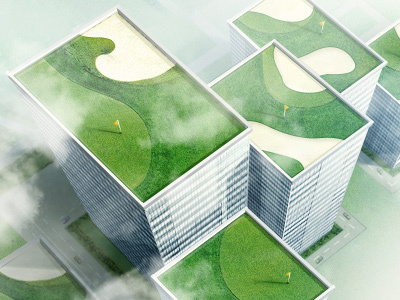 skyscrapers golf design illustration photoshop web website