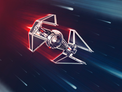 TIE Interceptor illustration photoshop red spaceship speed starwars