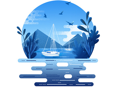 on the ocean illustration vector