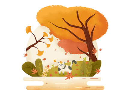 Autumn Little cat illustration ux