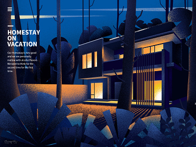 A bright house design illustration ui web