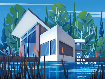 by a lake design illustration ui web