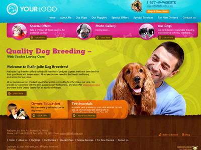 Website design for Dog Breeders colorful creative design pets ui website