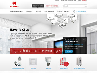 Havells brand clean product design ui website