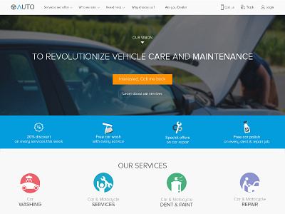 Vehicle care & Maintenance website auto automobile car care responsive ui ux website