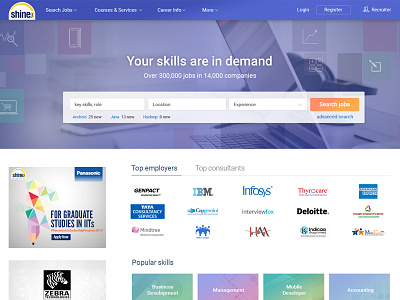 Shine.com Job Portal branding jobportal user experience user interface website