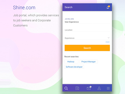 Shine.com Android app android app gradient material design mobile ui ux