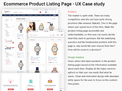 Ecommerce Product Listing Page - UX Case study | UI branding information architecture interaction design ios mobile product design ui ux ux case study visual design website