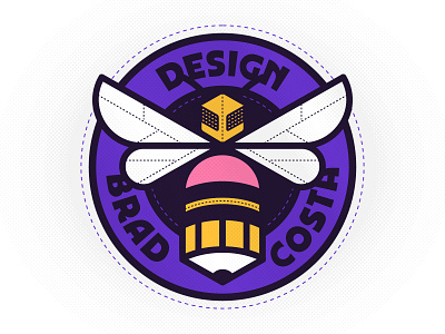 BradCosta.Design | Branded Seal bee branding bug hornet logo pencil purple seal sting vector