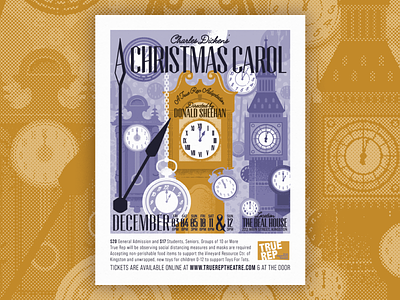 A Christmas Carol | Event Poster Illustration boston carol christmas clock design holiday illustration scrooge theater theatre time watch yellow