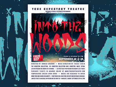 Into The Woods | Event Poster Illustration blue boston design illustration into into the woods musical parking lot red streetlight theater typography woods