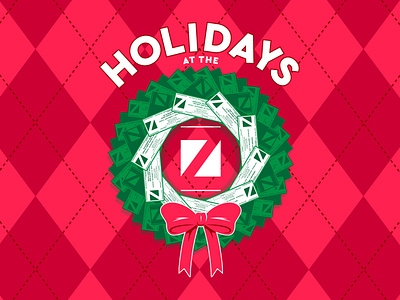 Zeiterion Theatre Holiday Ticket Wreath | The Day Job bow branding christmas holidays illustration new bedford pattern ribbon theater tickets typography vector wreath z zeiterion