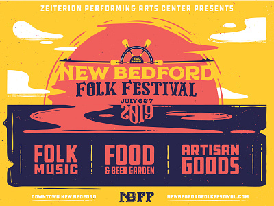 New Bedford Folk Festival | 2019 Identity boston branding crafts design festival folk folk festival food illustration july logo music new bedford sun sunrise sunset theater typography vector