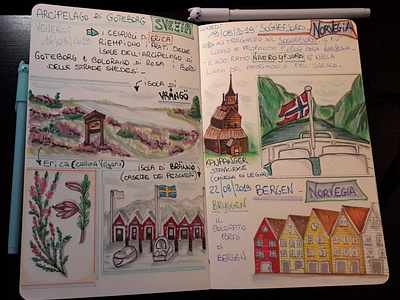 My natural-travel Journal (Sweden-Norway Ago 2019) copic markers copics illustration natural journal norway sketches sweden traditional drawing travel journal
