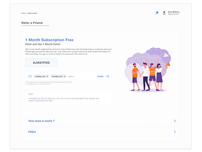 Refer a friend for subscription screen
