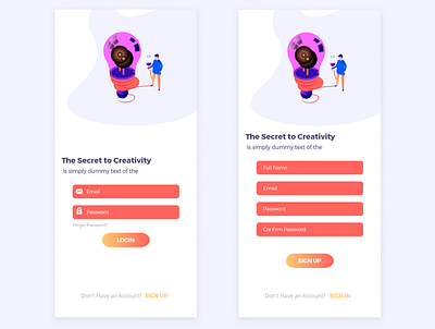 Login & Sign up app branding design mobile ui