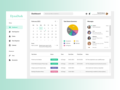 DynaDash - A Task Organizer Dashboard app design dashboard dashboard app task management app ui ux