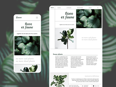 Flore Et Faune design faune flore landingpage mobile mockup onepager plants ui ux webdesign website