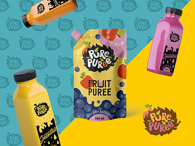 Logo for food company “Pure puree” branding food logo package puree smoothie
