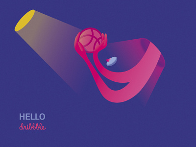 Hello Dribbble character design flat graphic design illustration postcard poster vector