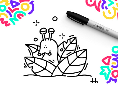 TIRED SNAIL 🐌 affinity designer animal black white cute doodle drawing illustration ipad pro nature illustration vector