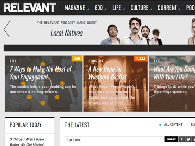 New Site, New Stuff feed grid magazine navigation overlay relevant ui web website