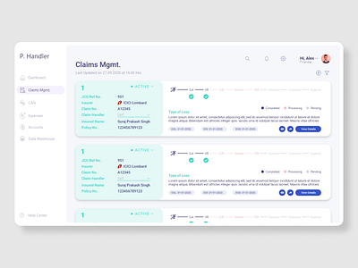 Insurance Claims Management graphic design ui