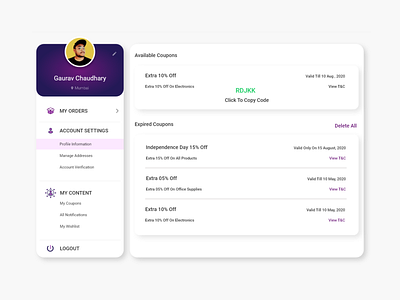 Profile Page design ui