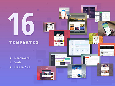 16 Templates app creativemarket dashboard design mobile sell ui ux web