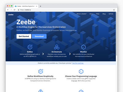 zeebe.io Homepage automation bpmn ui uidesign workflow