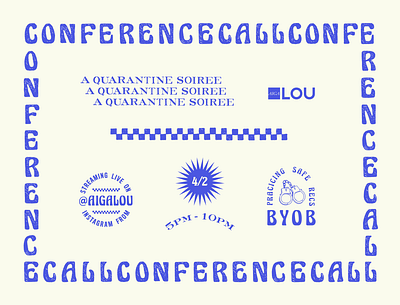 AIGA Conference Call blue byob flyer graphic design handcuff illustration quarantine soiree typography